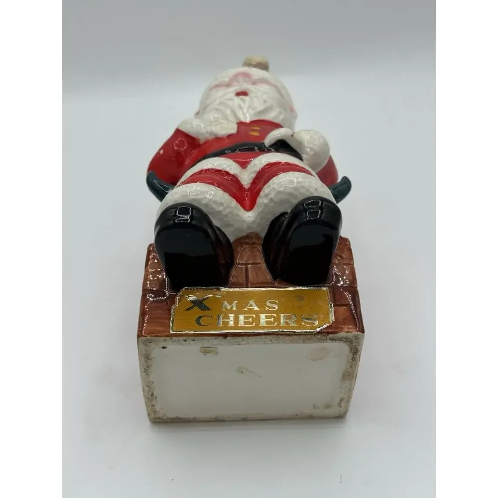 Vintage Japan Ceramic Santa Claus Decanter Xmas Cheers Chimney Cork Stopper